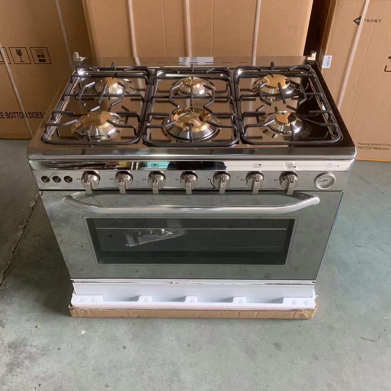 Commercial Kitchen Broiler - เตาอบแก๊ส 6 หัวเตา 220V แบบตั้งพื้น สแตนเลส