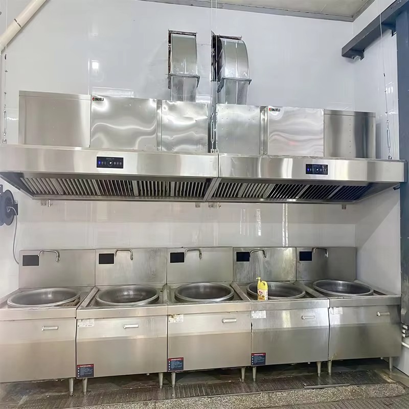 Commercial Kitchen Ventilation System - เครื่องดูดควันครัวสแตนเลส 201 แบบปรับแต่งได้สำหรับเชิงพาณิชย์ พร้อมแผ่นกรองไฟฟ้าสถิต ระบบระบายอากาศ