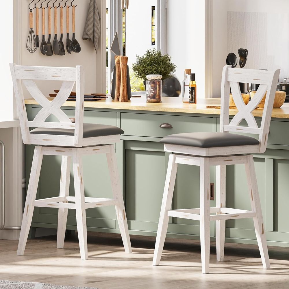 Commercial Kitchen Island - ชุดเก้าอี้บาร์หมุนได้ 2 ตัว สูง 29 นิ้ว