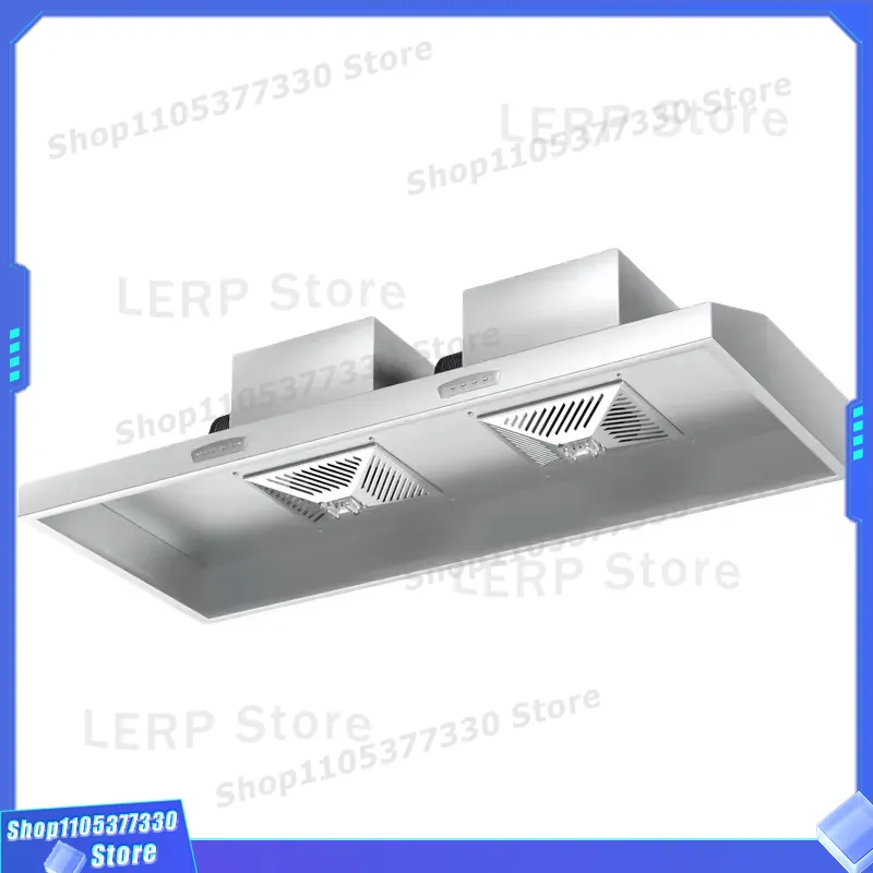 Commercial Kitchen Vent Hood Cleaning - เครื่องดูดควันแบบไร้ท่อ 1800CFM สแตนเลส 304 พร้อมพัดลมคู่ ระบบทำความสะอาดตัวเอง
