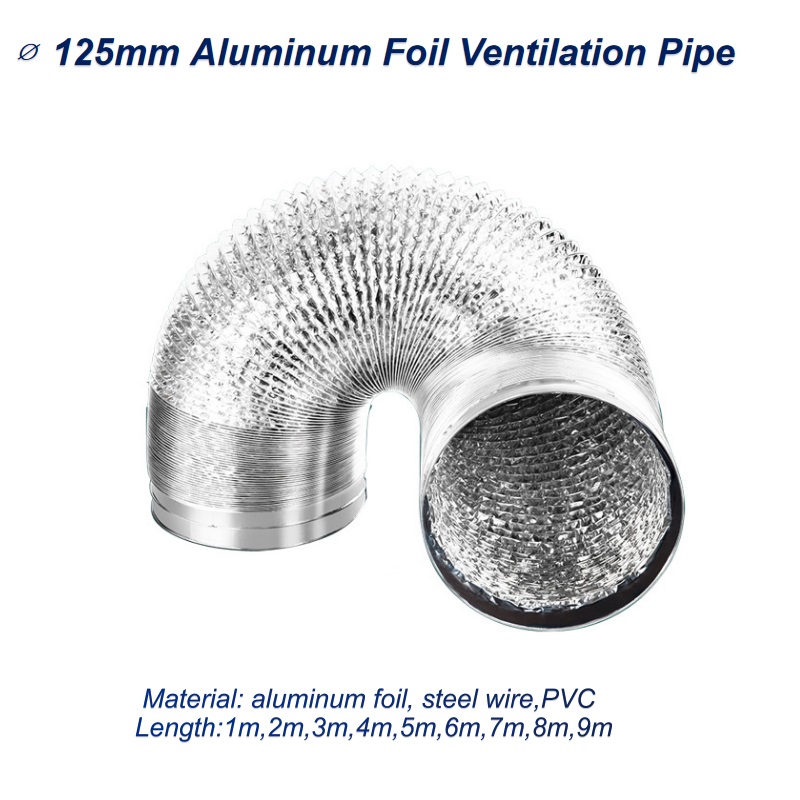 Commercial Kitchen Ventilation - สายอากาศอลูมิเนียมฟอยล์125มม., ท่อควันปรับขนาดได้ท่อระบายควันสำหรับใช้ในห้องครัว