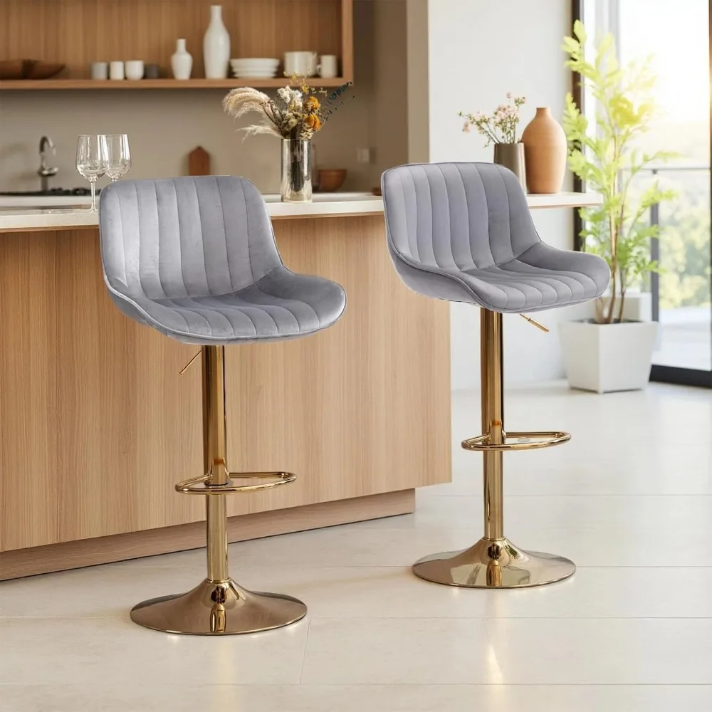 เก้าอี้บาร์กำมะหยี่สีทองทันสมั - Commercial Kitchen Island บทวิจารณ์และราคา